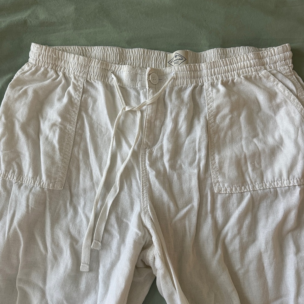 St. John's Bay Linen White Wide Leg Pants